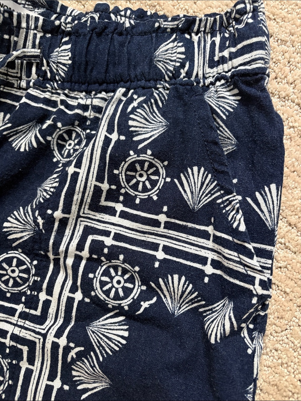 Sonoma Beach Navy and White, Nautical Linen mixed Wide-Leg Pants - Picture 6 of 6